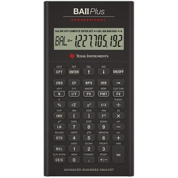 Finansiell kalkylator - BA II Plus™ Professional - Svart - LCD - Batteri