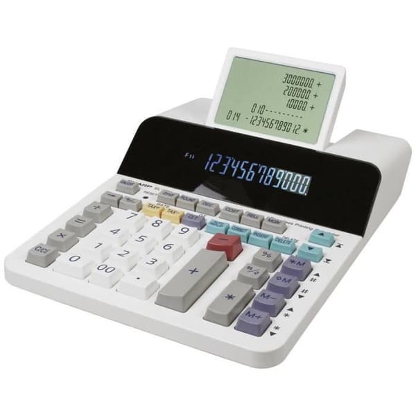 Skrivbordskalkylator - Sharp - EL-1901 - Skärm 12 - Strömförsörjning batteri och nät - Färg vit