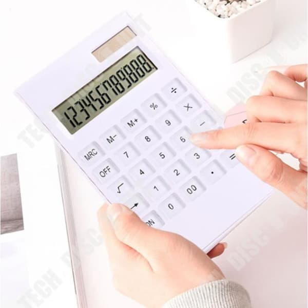 Enkel 12-siffrig kalkylator - TD® - Solenergi - Plast - Bärbar - Tydlig display