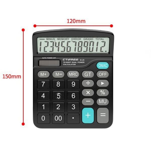 Finansiell kalkylator - TD® - Solar - Stor skärm - ABS - 12-siffrig display