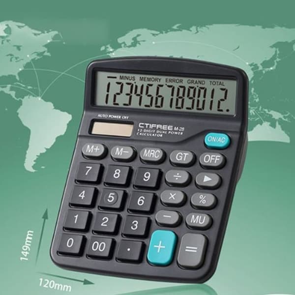 Finansiell kalkylator - TD® - Solar - Stor skärm - ABS - 12-siffrig display