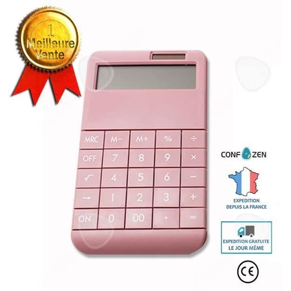 Miniräknare - CONFO - Bärbar - Solenergi - LCD-skärm - Rosa