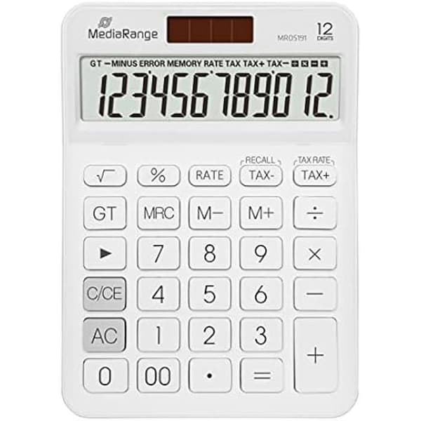 Räknare - MediaRange - Modell med LCD-skärm 12 siffror - Solenergiförsörjning - Modern design
