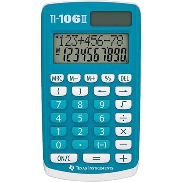 Vetenskaplig Miniräknare - Texas Instruments - TI-106 II - Solenergi - Fickformat - Två-raders Skärm Blå, Vit