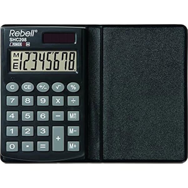 Plånbokräknare - REBELL - SHC208 - LCD-skärm 8 siffror - Solpanel - Tredubbel minnesfunktion