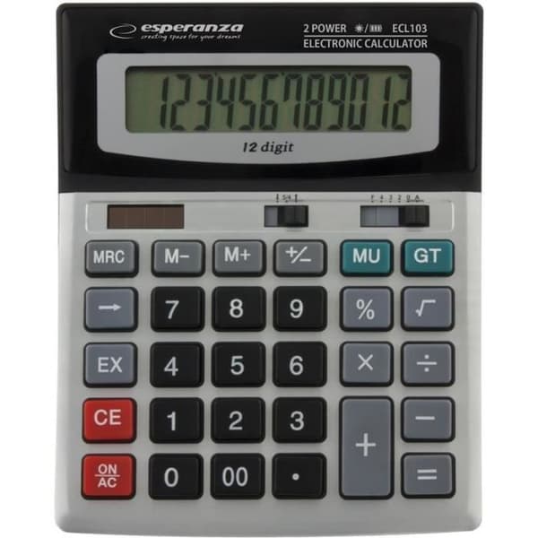 Elektronisk kalkylator - ESPERANZA - ECL103 - Kontor - Grå - Batteri Svart, Grå