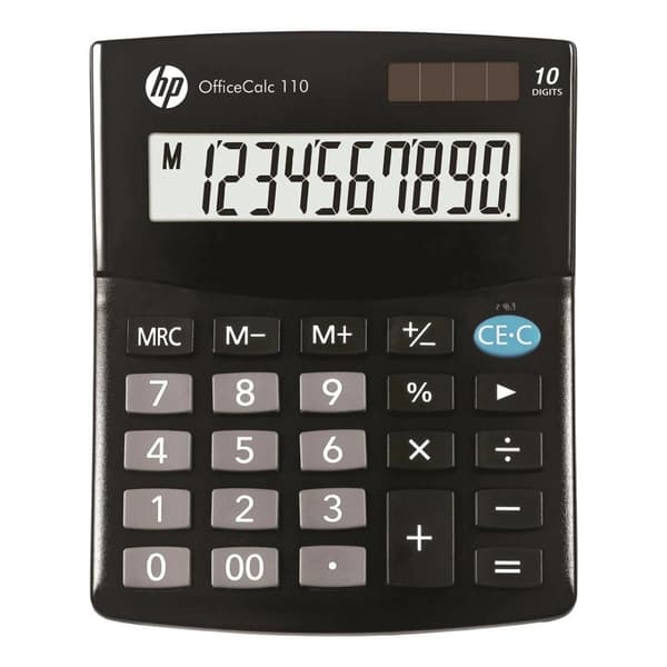 HP Kontorskalkylator HP OC 110/INT BX, 10-siffrig display, 125x101x33 mm, svart