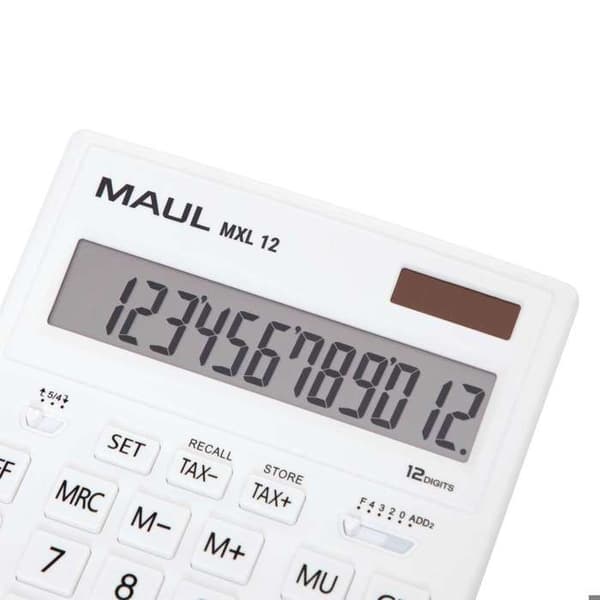 Maul MXL 12 Skrivbordsräknare vit Display: 12 batteridriven, solcellsdriven (B x H x D) 155 x 205 x 35 mm
