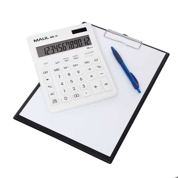 Maul MXL 12 Skrivbordsräknare vit Display: 12 batteridriven, solcellsdriven (B x H x D) 155 x 205 x 35 mm