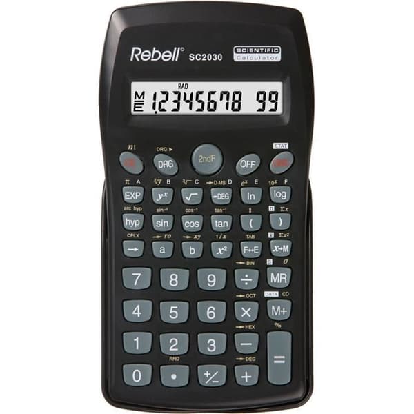 Rebell SC2030, ficka, vetenskaplig kalkylator, 10 siffror, 1 rad, battericell, svart Svart