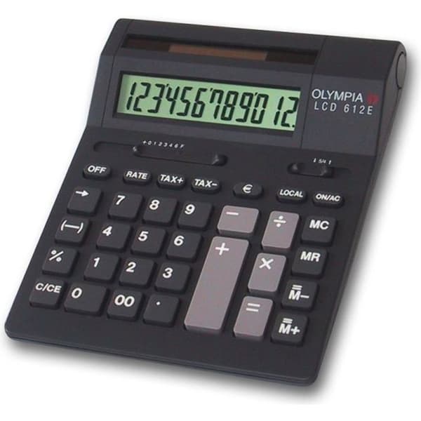 Skrivbordskalkylator - Olympia - LCD 612 E - Svart - LCD-skärm - Batteridriven Svart