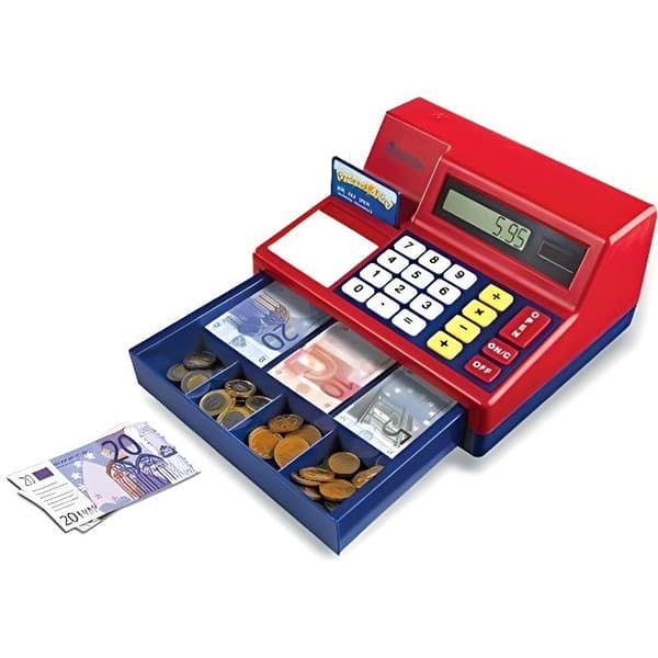 Kassaregister - Lärmedel - LSP2629-EUR - Leksak - Solkalkylator - Euro