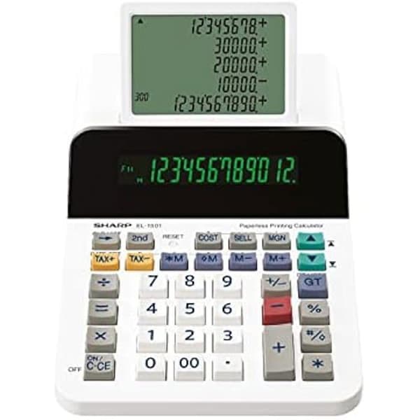 Sharp EL-1501 Desktop Miniräknare - Papper och bläckfri skärm - 12-siffrig LCD - 5 rader
