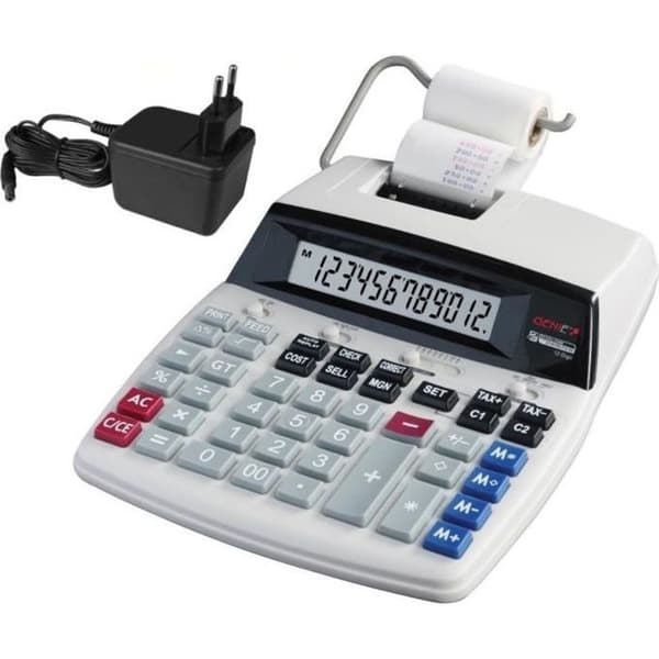 Miniräknare med skrivare - Genie - D69 Plus - LCD-skärm - Röd/svart utskrift - 12 siffror Grå