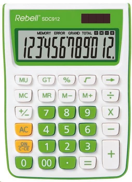Skrivbordskalkylator - Okänd - SDC912+ GR - 12 siffror - LCD-skärm - Grön färg