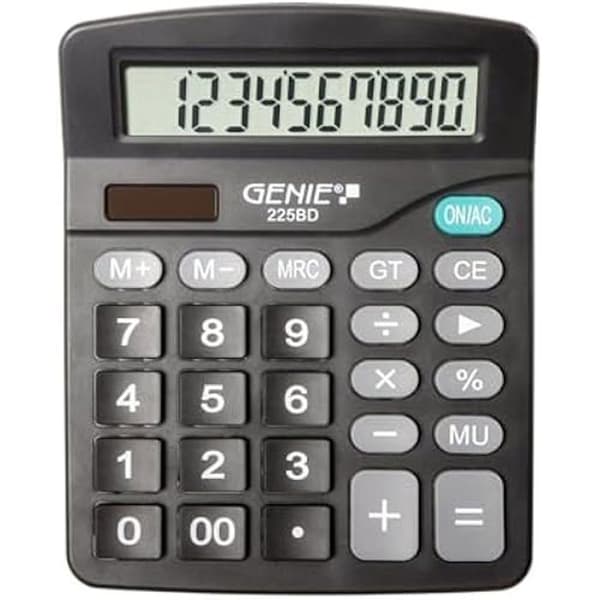 Bordräknare - Genie - 225 BD - 12 siffror - Dubbelkraft - Kompakt design Svart Svart
