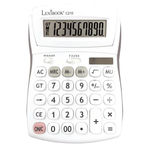Skrivbordskalkylator - Flerfärgad - 10 Siffror - Justerbar Skärm - Gummifinish - Dubbla Strömkällor