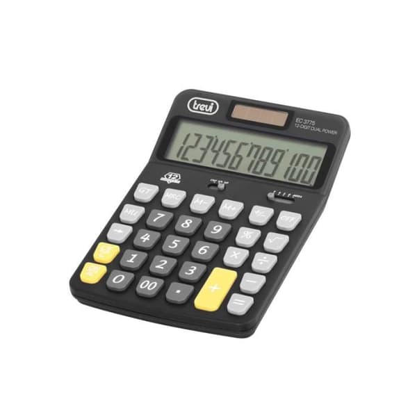 Finansiell kalkylator - Trevi - EC 3775 - 12 siffror - Desktop - Batteri/Solar - Svart Svart