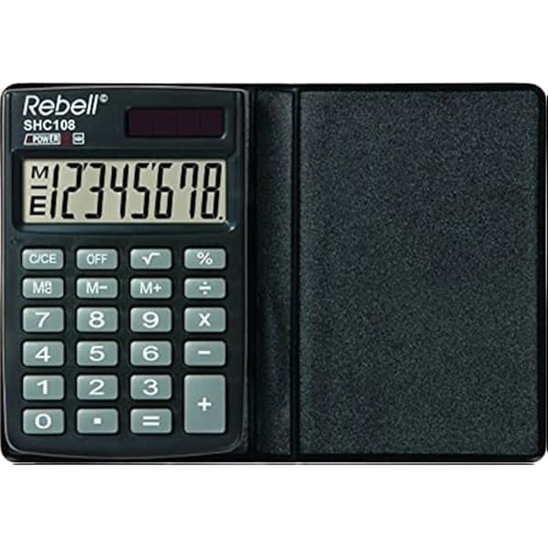 Miniräknare - REBELL - SHC108 - LCD-skärm 8 siffror - Solpanel - Tredubbel minnesfunktion