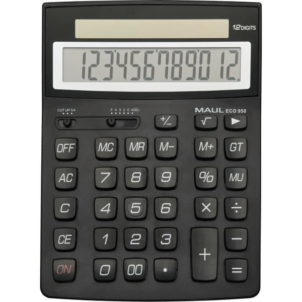 Bordlommeregner - MAUL - ECO 950 - 12 cifre - Sort Sort