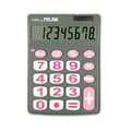 Miniatyrbild 1 av 2: Skrivbordskalkylator - Rosa och grå - 8 siffror - Stora tangenter - Batteri och solenergi
