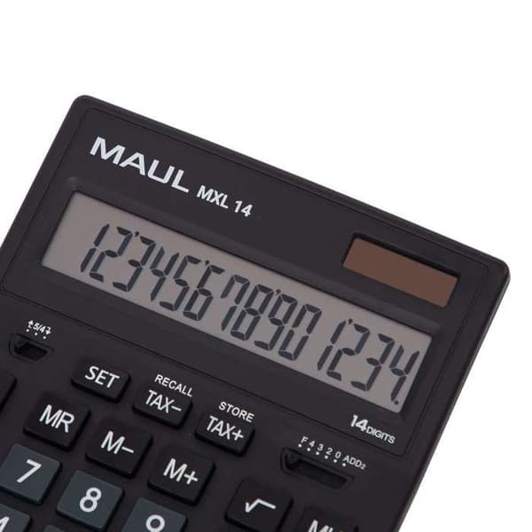 MAUL Kontorsräknare MXL 14 LCD-display 1 rad, 14 siffror Solenergi Batteri 20.5 x 15.5 x 3.5 cm svart
