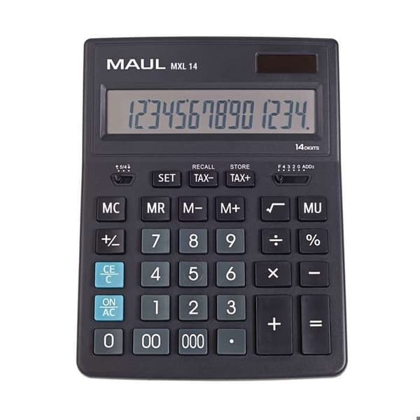 MAUL Kontorsräknare MXL 14 LCD-display 1 rad, 14 siffror Solenergi Batteri 20.5 x 15.5 x 3.5 cm svart Svart