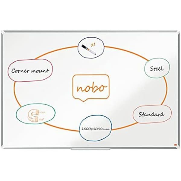 Vit tavla - NOBO - Premium Plus - 1500 x 1000mm - Magnetisk stål - Aluminiumram