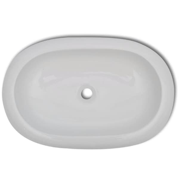 vidaXL keramisk luksushåndvask oval hvid 63 x 42 cm