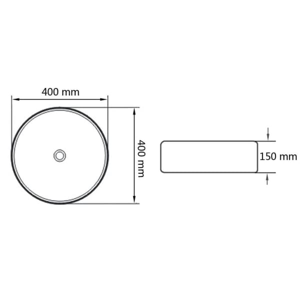 vidaXL håndvask rund keramik 40x15 cm hvid