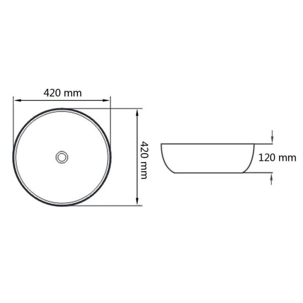 vidaXL håndvask rund keramik 42x12 cm hvid