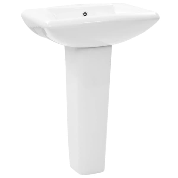 vidaXL Tvättställ fristående med piedestal keramik 580x470x200 mm vit