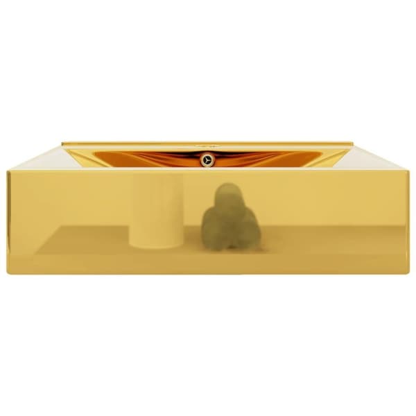 vidaXL Tvättställ med bräddavlopp 60x46x16 cm keramik guld