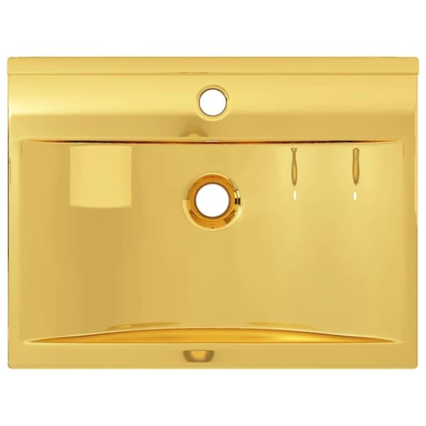 vidaXL Tvättställ med bräddavlopp 60x46x16 cm keramik guld