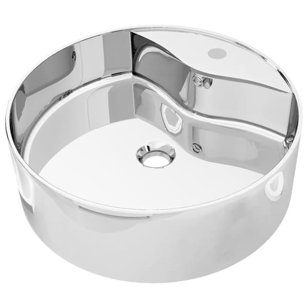 vidaXL Tvättställ med bräddavlopp 46,5x15,5 cm keramik silver