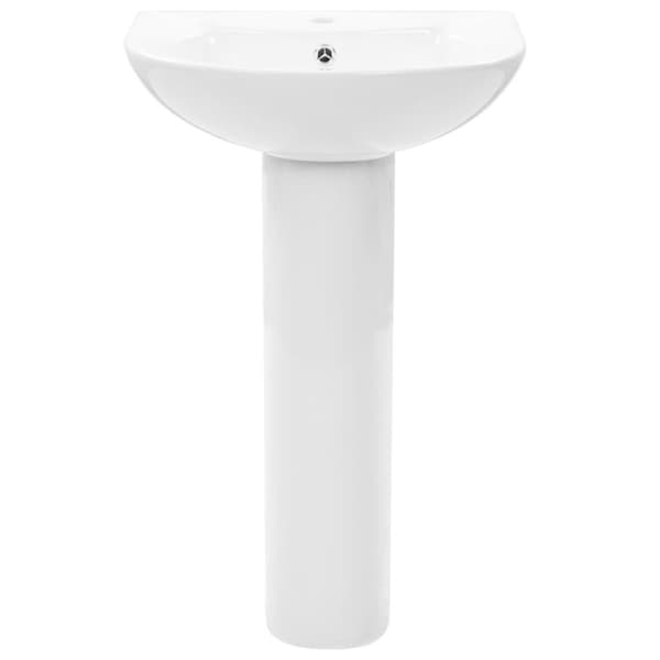 vidaXL fritstående håndvask med piedestal keramik hvid 520 x 440 x 190 mm