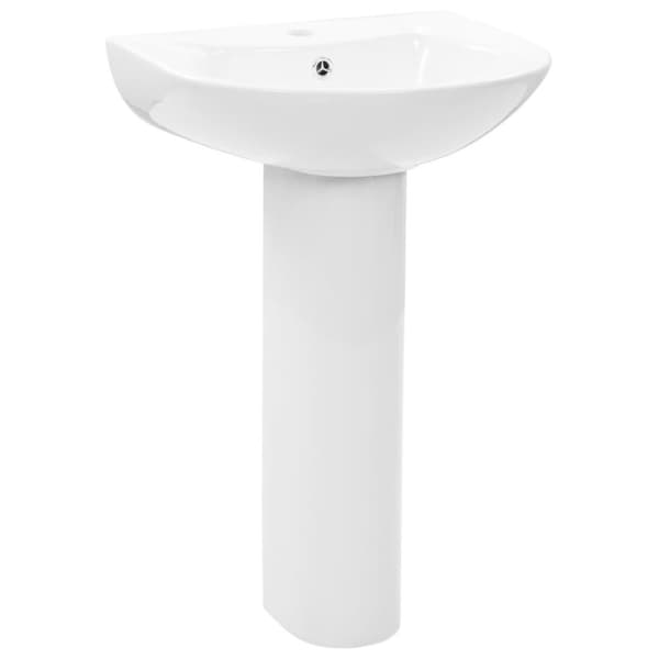 vidaXL fritstående håndvask med piedestal keramik hvid 520 x 440 x 190 mm