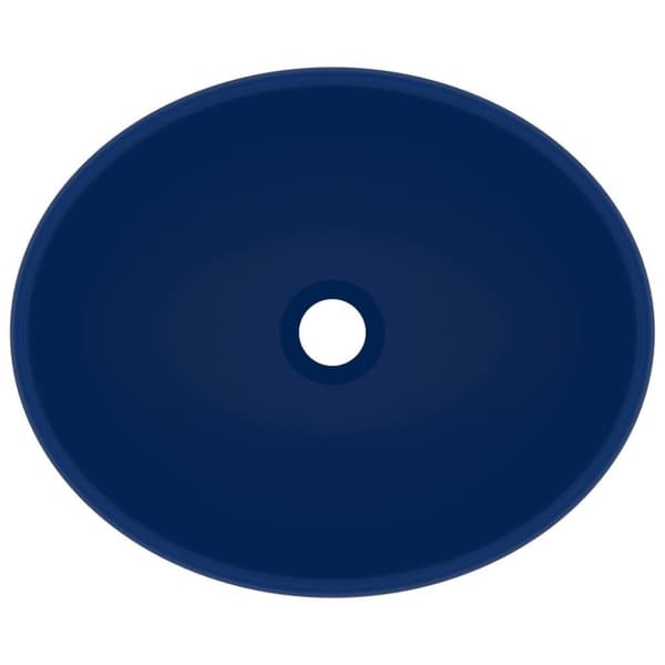 vidaXL luksuriøs håndvask 40x33 cm keramisk oval mat mørkeblå