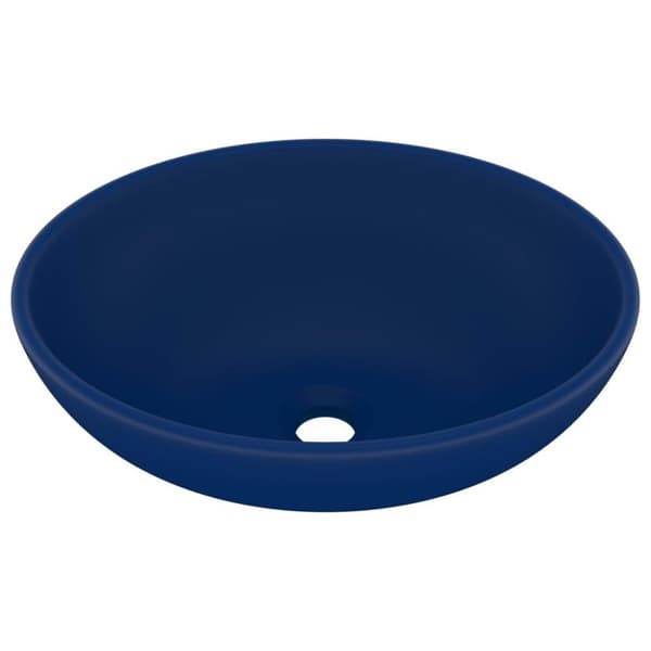 vidaXL luksuriøs håndvask 40x33 cm keramisk oval mat mørkeblå