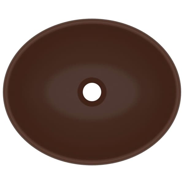 vidaXL luksuriøs håndvask 40x33 cm keramisk oval mat mørkebrun