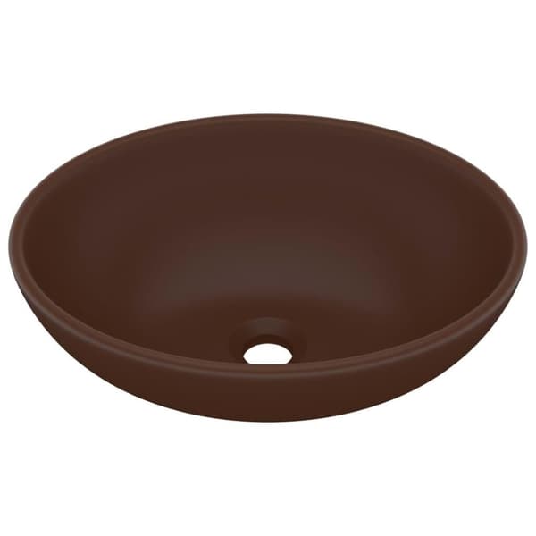 vidaXL luksuriøs håndvask 40x33 cm keramisk oval mat mørkebrun