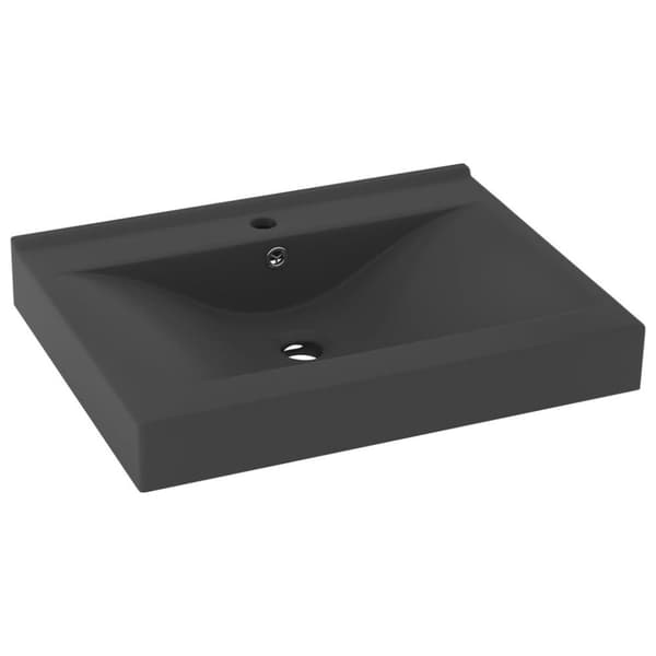 vidaXL Luksuriøs servant med kranhull matt mørkegrå 60x46 cm keramisk