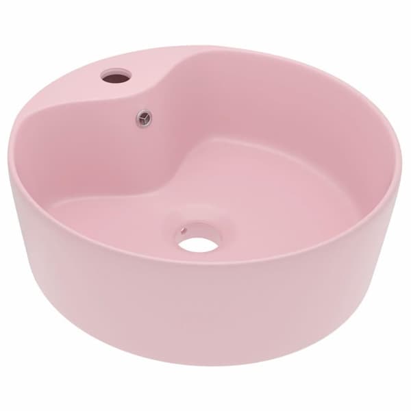vidaXL Luksuriøs servant med overløp matt rosa 36x13 cm keramisk