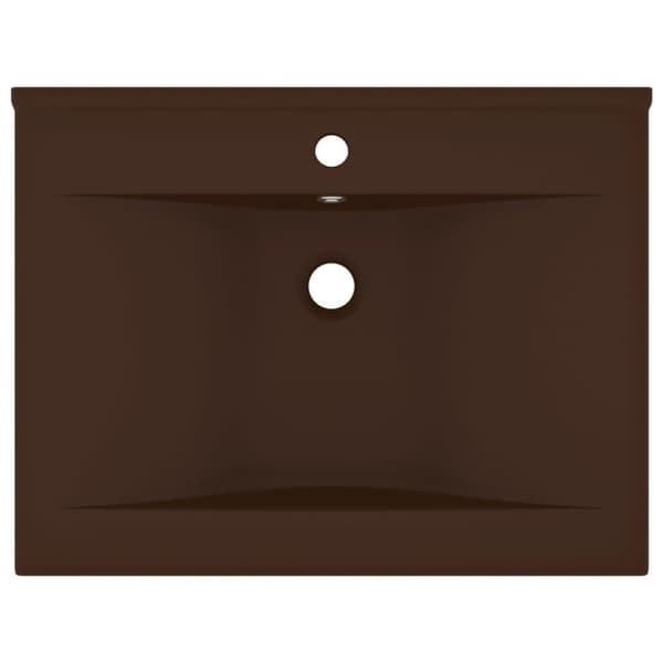 vidaXL luksuriøs håndvask vandhanehul 60x46 cm keramik mat mørkebrun