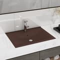 Miniatyrbillede 7 af 8: vidaXL luksuriøs håndvask vandhanehul 60x46 cm keramik mat mørkebrun