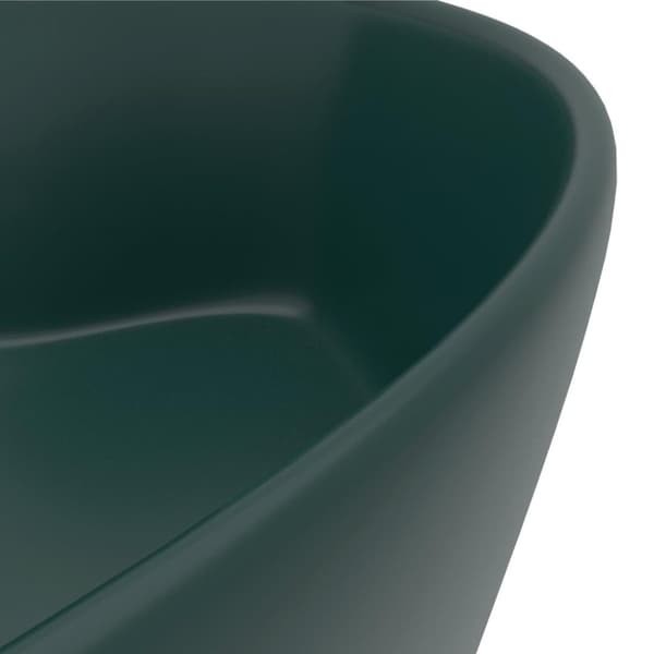 vidaXL luksuriøs håndvask med overløb 36x13 cm keramik mat mørkegrøn