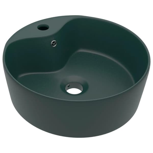 vidaXL luksuriøs håndvask med overløb 36x13 cm keramik mat mørkegrøn