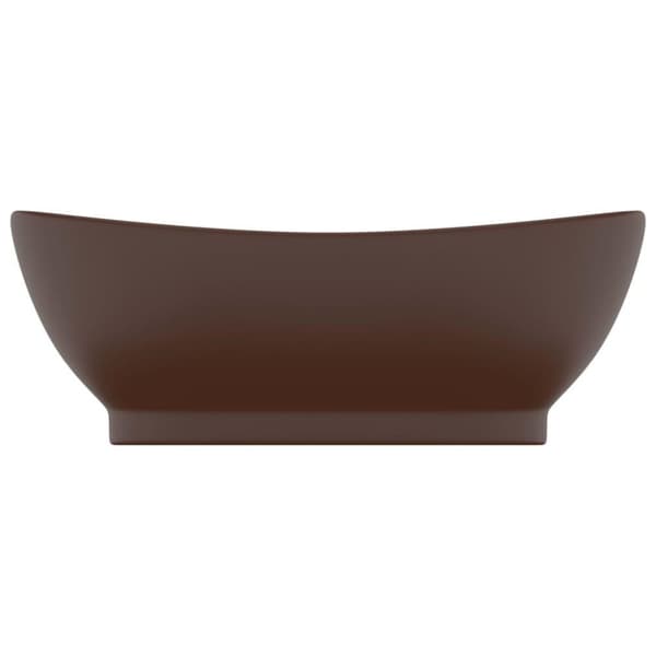 vidaXL luksuriøs håndvask overløb 58,5x39cm keramisk oval mat brun