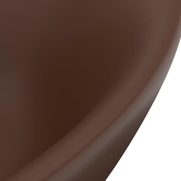 vidaXL luksuriøs håndvask overløb 58,5x39cm keramisk oval mat brun