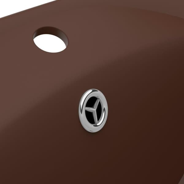 vidaXL luksuriøs håndvask overløb 58,5x39cm keramisk oval mat brun